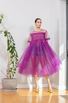 Prom Dress Sheer, Purple Tulle Dress, Avant Garde Dress, Blue Tulle Dress, Avant Garde Dresses, Purple Tulle, Pink Tulle Dress, Dress Tutu, Puff Dress