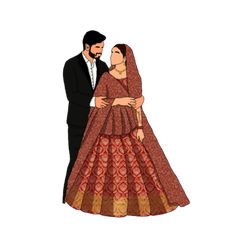 Couple Wedding Invitation, Couple Illustration Wedding, Bride And Groom Cartoon, Wedding Couple Cartoon, Wedding Card Design Indian, Wedding Caricature, Indian Wedding Couple, Wedding After Party, Muslim Bride