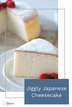 a piece of japanese cheesecake on a plate