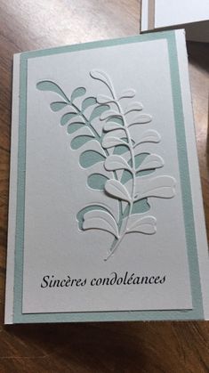 a greeting card with the words sincers emblances on it and a leaf