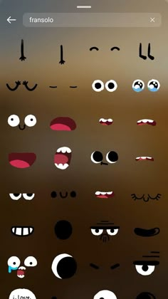 an iphone screen with various faces and eyes on the phone, including one that appears to be drawn