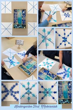 snowflake art project for kids with instructions to make an origami snowflake