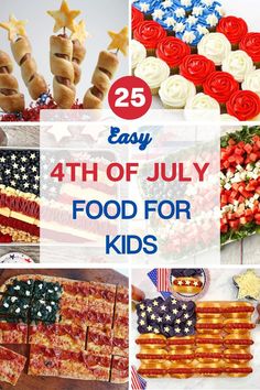 TEXT: "25 easy 4th of July food for kids" and 6 photos in the background. some hot dogs, watermelon salad, pitta, etc. July 4th Dinner Ideas, Healthy Greek Salad Dressing, Blue Party Foods, 4th Of July Treats, Party Snack Table, Homemade Applesauce Recipes, Banana Breakfast Cookie