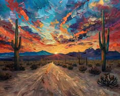 Embrace the serene grandeur of the Southwest with "Saguaro Silhouette," an exquisite wall art print that showcases the noble saguaro cactus against a mesmerizing desert sunset. This premium print captures the vibrant interplay of colors as day yields to night, with a detail so vivid, it's like a window into the heart of the Sonoran Desert. Ideal for adding a touch of natural splendor and Southwestern charm to any space, "Saguaro Silhouette" promises to be a captivating focal point in your home or office décor. Features: * Ayous wood .75″ (1.9 cm) thick frame from renewable forests * Paper thickness: 10.3 mil (0.26 mm) * Paper weight: 189 g/m² * Lightweight * Acrylite front protector * Hanging hardware included * Blank product components in the US sourced from Japan and the US * Blank produ Southwest Decorating Ideas, Saguaro Painting, Desert Sunset Painting, Landscape Cactus, Quick Diy Gifts, Western Landscape, Sunset Print, Cactus Decor, Desert Art