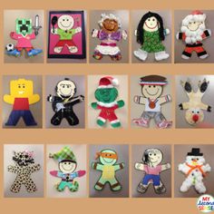 many different paper dolls are arranged in rows