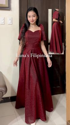 Filipiniana Photoshoot, Modern Filipiniana Gown Prom, Filipiniana Dress Modern Simple, Filipino Costume, Barong Dress, Filipiniana Gown, Debut Program