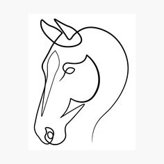 a line drawing of a horse's head