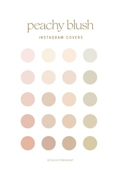 the peachy blush instagram covers are arranged in different shades and sizes, including pinks