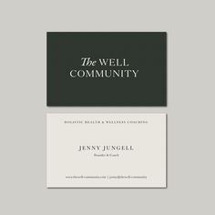 two business cards with the words, the well community and jenny juggell on them