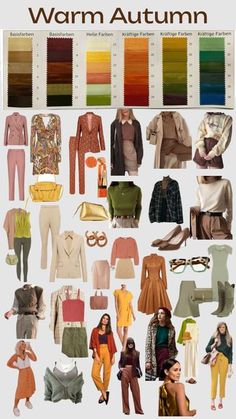 Cold Autumn Color Palette, House Of Colour Blue Autumn, Warm Autumn Color Combinations, Warm Autumn Colour Palette, Warm Autumn Palette Outfits, Warm Autumn Clothes, Warm Autumn Outfits Capsule Wardrobe, Warm Autumn Summer Outfits, Warm Autumn Celebrities