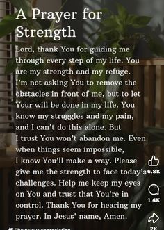 a prayer for strength with an image of a potted plant