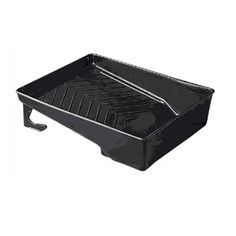 an empty black tray with handles