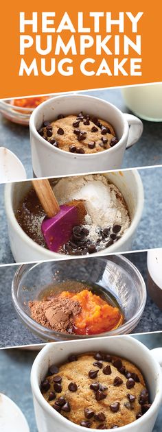 healthy pumpkin mug cake recipe with chocolate chips