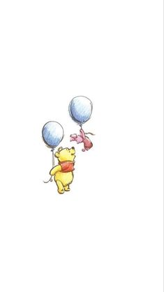 winnie the pooh flying with balloons