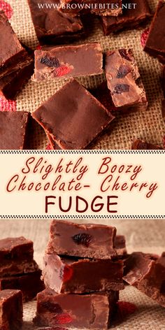 chocolate fudge with raspberries on top and in the middle, surrounded by pieces of fudge