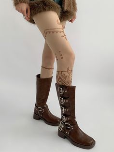 This price is for a pair of tights only, others are not included.   	 		 			Size 			Free Size 		 		 			Full Length 			89.5 High Stretch Knee-high Tights, Brown Tights For Fall, Color Tights, Flesh Color, Retro Punk, Reasons To Smile, Nude Color, Henna Tattoo, Free Size