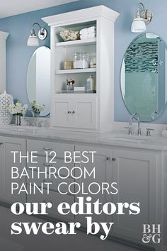 With its reassuringly familiar associations with sea and skyblue universally pleasesThis plucked-from-outdoors shade promotes tranquility in the bathroom and can be used brilliantly as an accent wallbathroom paintcolors bathroompaintcolors popularbathroompaintcolors colorscheme bhg Popular Bathroom Paint Colors, Bathroom Paint Colors Blue, Blue Small Bathrooms, Blue Bathroom Paint, Blue Green Bathrooms, Blue Bathroom Walls, Bathroom Cabinet Colors, Accent Wall Bathroom, Best Bathroom Paint Colors