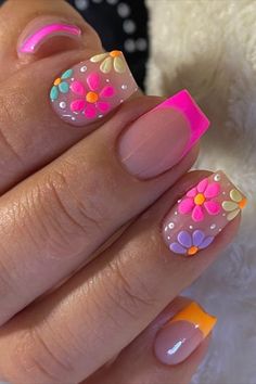 Nails Yellow, Cute Simple Nails, Simple Gel Nails, Her Nails, Cute Gel Nails, Flower Nail, Short Acrylic Nails Designs, French Tips