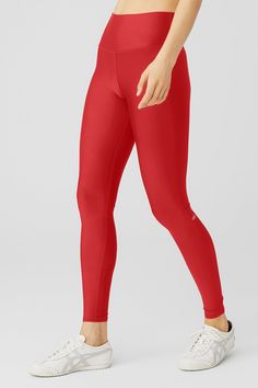 Just as perfect for out and about as they are for a good sweat session. These leggings are made from Airlift—our most compressive, supportive fabric with a sheeny finish and four-way-stretch for a glove-like fit. The high-rise waistband is double-layered for a sleek look, and the full-length legs are designed to hit at the ankle. Choose your favorite color(s) and get ready to wear yours on repeat. Red High Stretch Yoga Pants For Pilates, Red Stretch Activewear For Pilates, Red Stretch Yoga Pants For Pilates, High Stretch Red Yoga Pants For Pilates, Red Athleisure Bottoms For Pilates, Red Compression Tights For Pilates, Red Compression Yoga Pants For Pilates, Sleek Solid Color Tights For Workout, Solid Compression Leggings