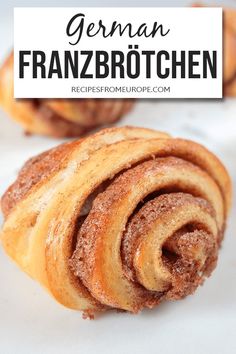 a close up of some food on a plate with the words german franzbrotchen