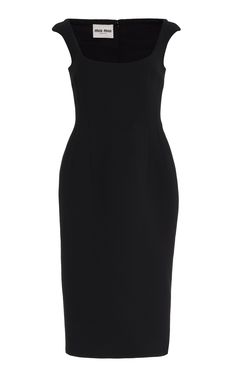 Sculpted Cashmere Midi Dress By Miu Miu | Moda Operandi Prada Outlet, Scoop Neck Dress, Miuccia Prada, Black Midi Dress, Fall 2024, Moda Operandi, Couture Fashion, Cocktail Dresses, Miu Miu