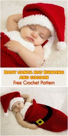 baby santa hat bunting and cocoon free crochet pattern for newborns