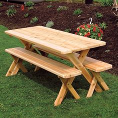 Western Red Cedar Crossleg Picnic Table with Two Benches Picnic Table Bentwood Rocker, L Furniture, Cedar Furniture, Picnic Table Bench, Wooden Picnic Tables, Table And Bench Set, Picnic Bench, Bench Set, Recycled Furniture