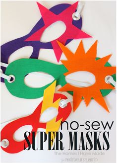 four masks with the words nose - sew super masks on them