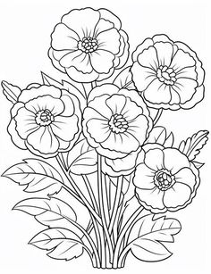 a bouquet of flowers coloring page