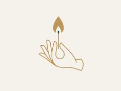 a drawing of a hand holding a lit candle in the middle of it's fingers