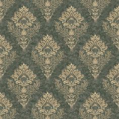 a blue and gold wallpaper pattern with an ornate design on it's surface