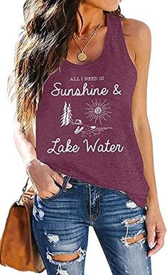 Sun Graphic, Muscle Shirt, Lake Water, Muscle Shirts, Summer Tshirts, Letter Print, Letter Prints, Graphic Tank Top