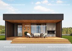 Проект дома из СИП панелей «БЕЛАЯ ДАЧА» на 60 кв.м. Small Cottage Designs, Summer House Design, Guest House Plans, Flat Roof House, Small House Elevation, Small House Elevation Design, Model House Plan, Casa Container, Prefabricated Houses