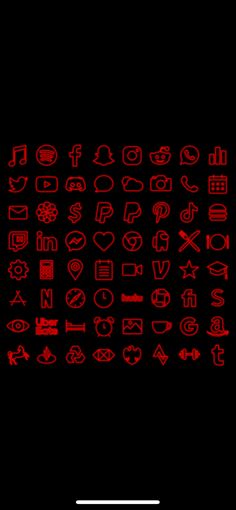 the red icons are arranged in rows on a black background, and there is no image to describe