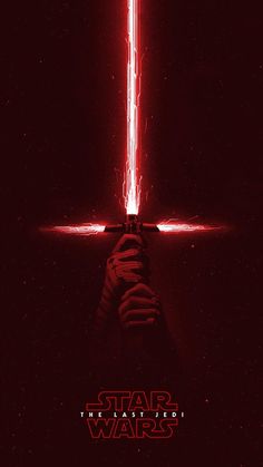 a poster for star wars the last jedi with lights coming from it's hands