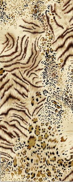 an animal print pattern with brown and black spots on the fur, as well as tiger stripes