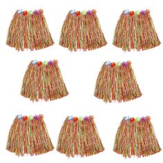 a set of six different colored skirts on a white background