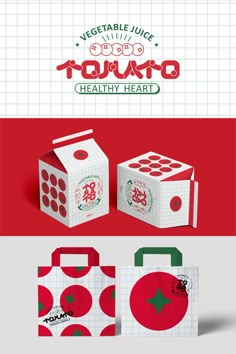 the packaging design is designed to look like dices with red and green designs on them