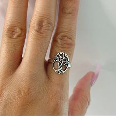 925 Sterling Silver Height: 15mm Finish: Oxidized Can Be Worn: On Multiple Fingers Symbolizes: Life And Growth Sterling Silver Tree Of Life Jewelry, Sterling Silver Tree Of Life Jewelry For Anniversary, Ring Tree, Tree Of Life Ring, Sterling Silver Thumb Rings, Life Ring, Life Color, Silver Tree, Thumb Rings