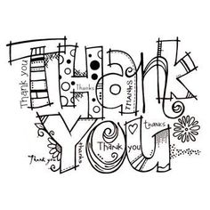 the word thank you written in doodled letters