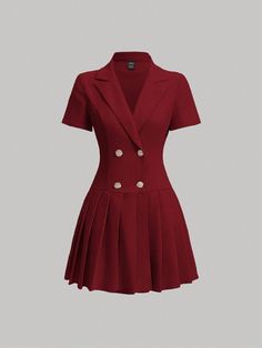 Simple Dress For Work, Red Elegant Dress Short, Black Dress White Trim, Short Elegant Dresses, Elegant Red Dresses, Lawyer Fashion Women, Lawyer Clothes, Mod Fashion Women, Burgundy Clothes