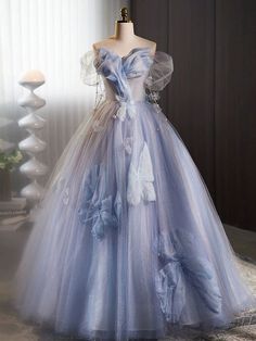 Long Sweet 16 Dresses, Blue Long Formal Dress, Dress Blue Long, Off Shoulder Tulle, Prom Dress Blue, Tulle Long Prom Dress, Quinceanera Dresses Blue, Princess Prom Dresses, Blue Ball Gowns