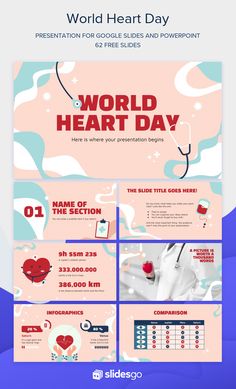 World Heart Day Heart Powerpoint Template, Health Powerpoint Template, Medical Heart, Scientific Poster, World Heart Day, Research Poster, Medical Posters, Powerpoint Slide Designs, Color Design Inspiration