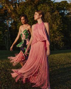 SOLSTICIO SKIRT IN CORAL PINK - No Pise La Grama Web Wedding Reception Outfit, Reception Outfit, Pink Maxi, Fringe Skirt, Cotton Midi Dress, Party Outfits, Little White Dresses, The Grass, Wedding Attire