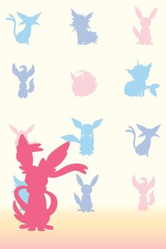 the silhouettes of different pokemon characters are shown