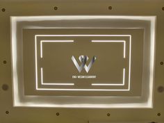 the w logo is lit up on the ceiling