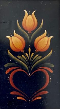 an image of a painting with flowers in the shape of a heart on a black background