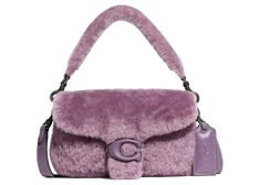 Coach Pillow Tabby 18 Shoulder Bag Shearling Dusty Purple Coach Tabby Pillow, Sherpa Bag, Coach Pillow Tabby, Coach Pillows, Tabby Shoulder Bag, Coach Tabby, Purple Handbags, Tan Purse, Eco Bags