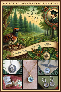 Our vintage style pin shows a graduate in a cap and a lovely nature scene. Compass jewelry is shown. A Ragtrader Vintage compass makes a timeless and thoughtful graduation gift. These working retro-style compasses are available on bookmarks, rings, necklaces, earrings and bracelet cuffs. Explore our website for graduation themed gifts for your kindergarten to college graduate. The gifts will arrive in a box ready to share with your graduates to help them celebrate a new adventure in life. Farm Bathroom Ideas, Farm Bathroom, Thoughtful Graduation Gifts, Bracelet Cuffs, Girly Boho, Aries Gifts, Vintage Compass