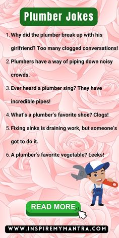 a poster with instructions on how to use plumber jokes